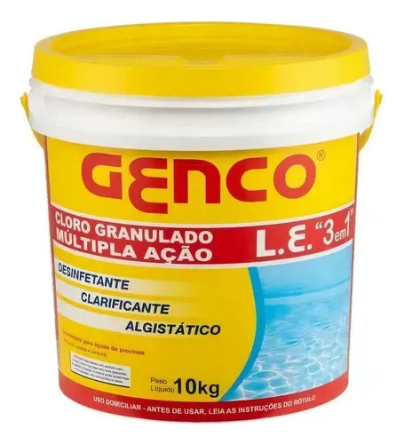 Kit 4 Balde Cloro Granulado 3 Em 1 Multi Ação 10kg Genco